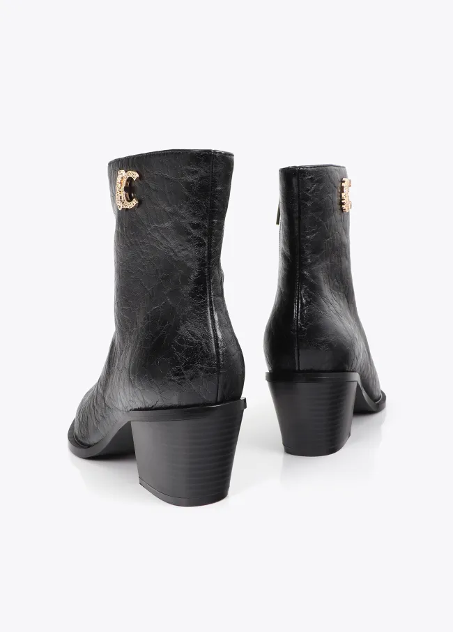 LC textured leopard leather effect ankle boots