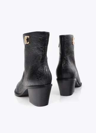 LC textured leopard leather effect ankle boots