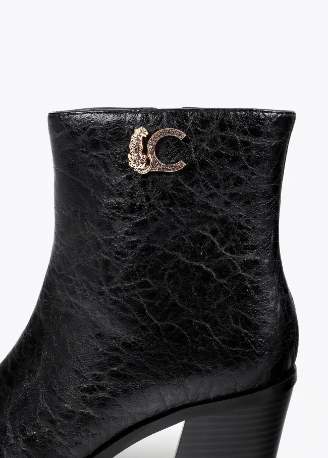 LC textured leopard leather effect ankle boots