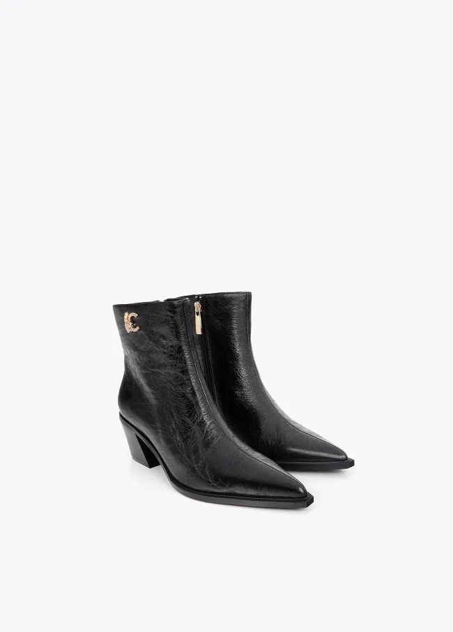 LC textured leopard leather effect ankle boots