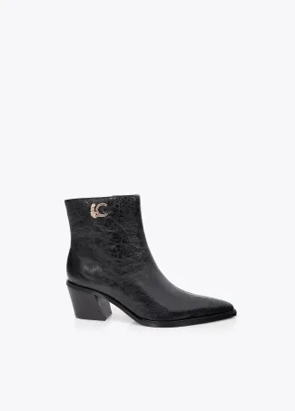 LC textured leopard leather effect ankle boots