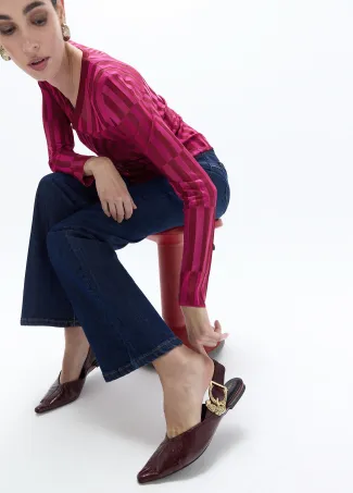 Leopard buckle flat shoe